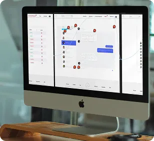 Bild eines iMacs, auf dem ein Wireframe abgebildet ist.