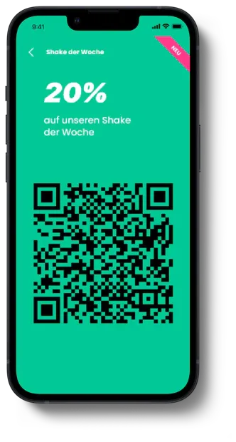 iPhone-Mockup zeigt den QR-Code vom Angebot der Woche in der 2Bfit-App
