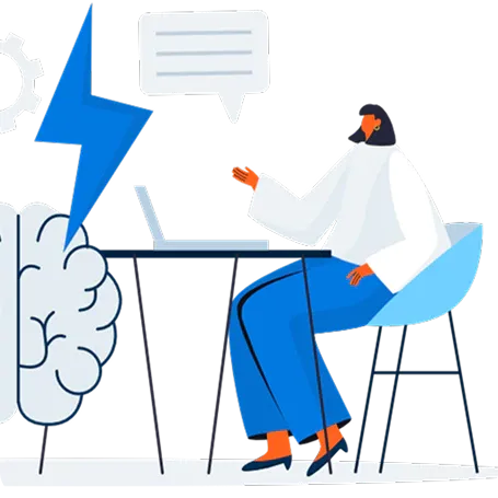Illustration: zwei Personen sprechen über Gestaltung