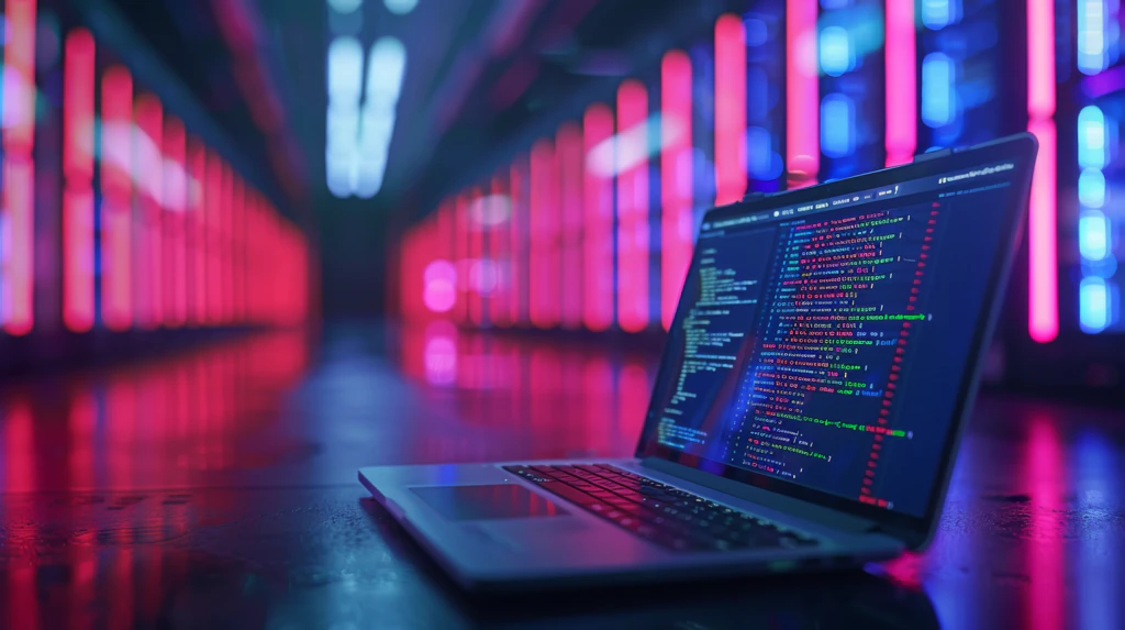 Bild eines MacBooks, auf dem Code zu sehen ist.