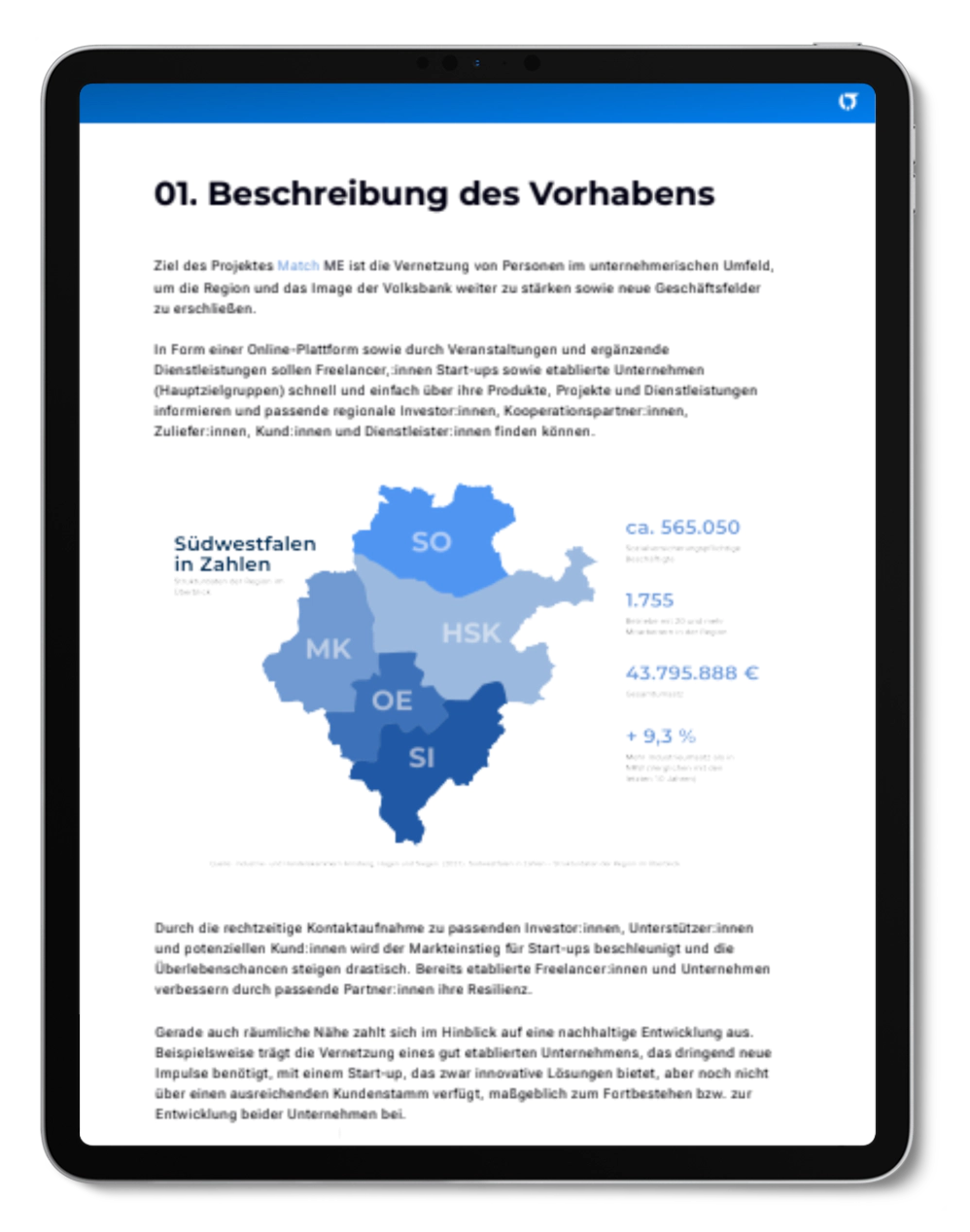 Bild eines Tablets, auf dem ein Konzept zu sehen ist.