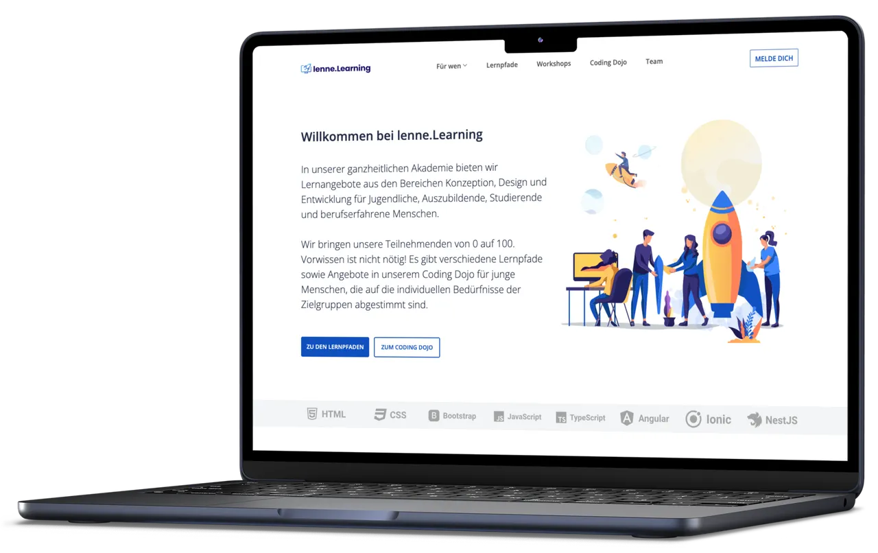 Mockup der Website auf einem MacBook