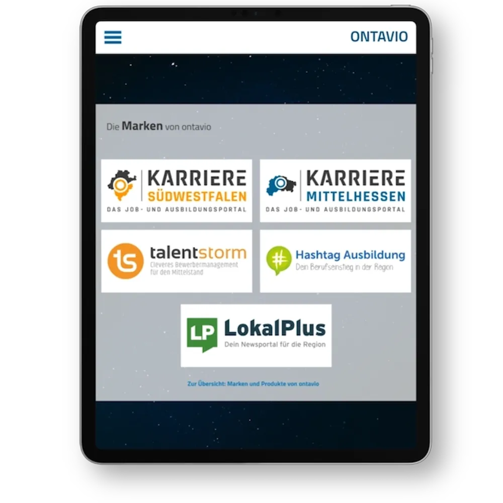 Mock up der ontavio Website